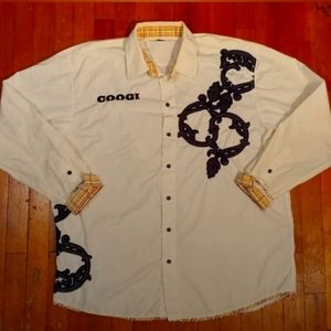 COOGI Men's Old Skool Button Down Long sleeve Casual Shirt XXL